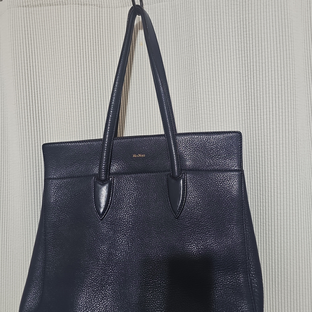 MaxMara Navy Leather Tote Bag